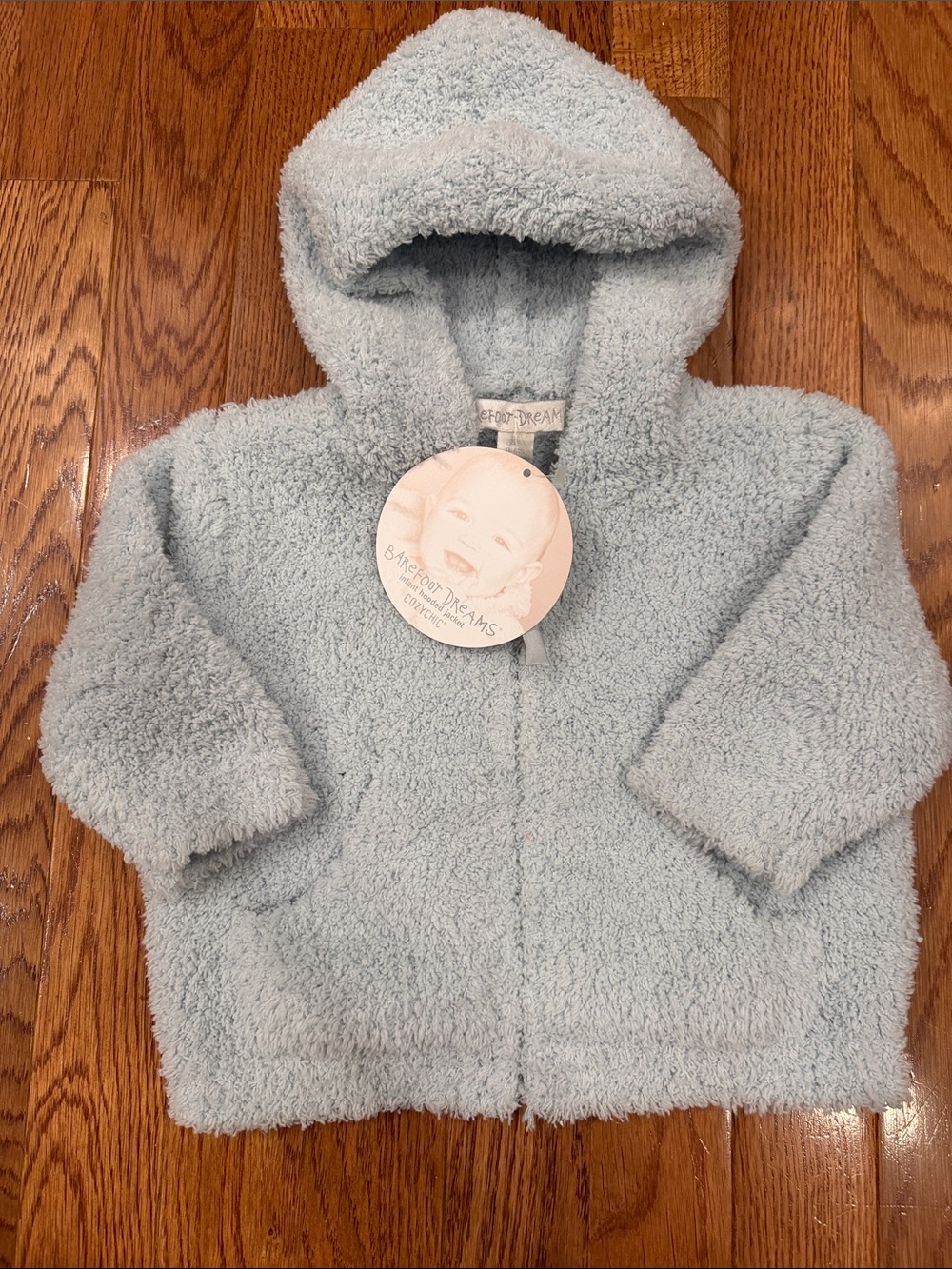 Barefoot Dreams Light Blue Infant CozyChic hooded jacket